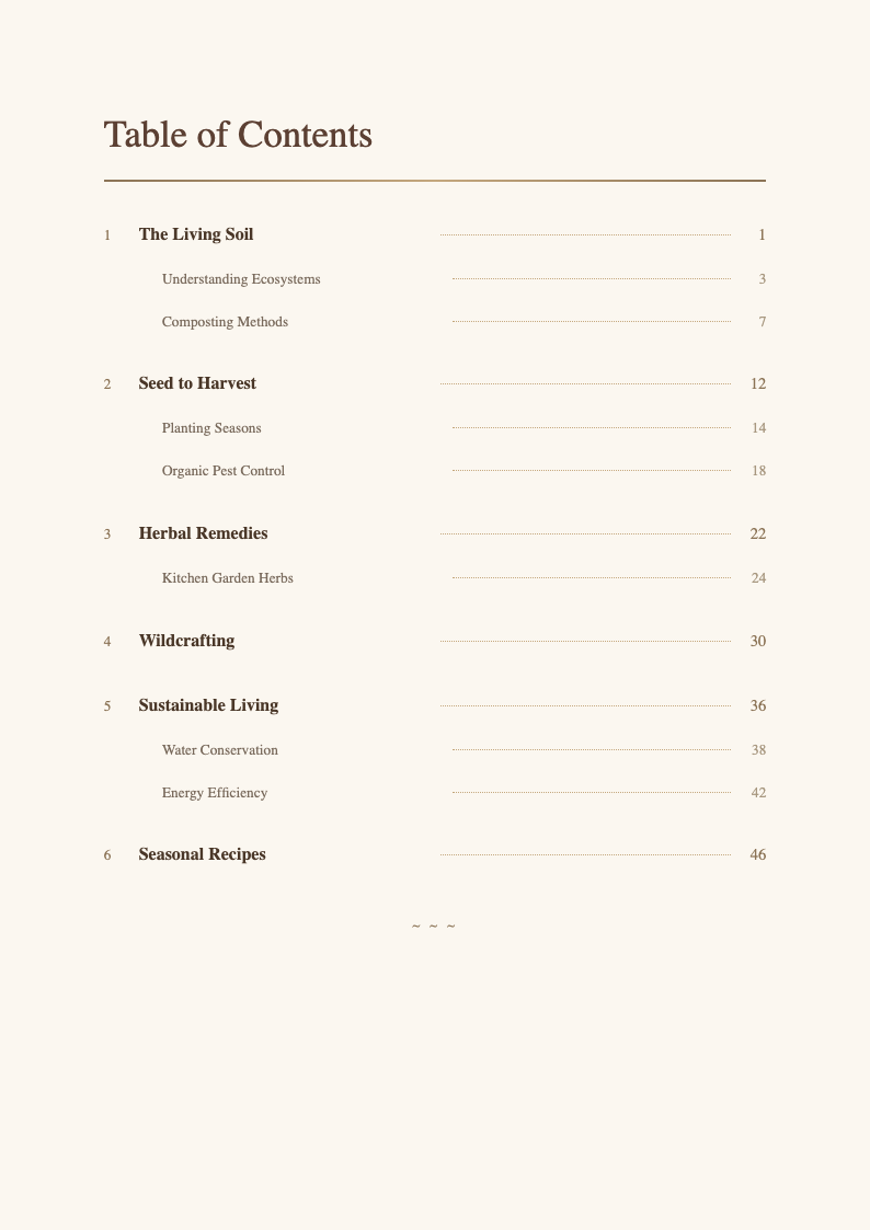 Earth tone natural table of contents